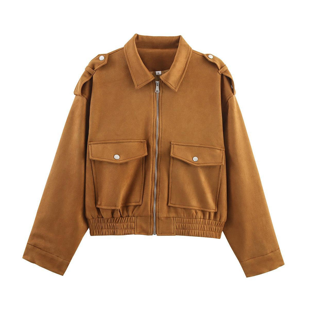 Damen lässige Utility-Jacke mit robustem Reißverschluss und großen aufgesetzten Taschen Drune