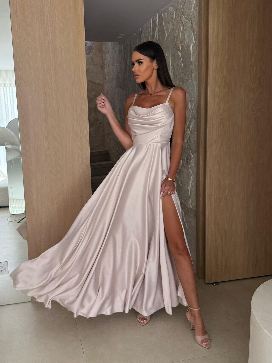 Damen Elegantes Satin Abendkleid Drune
