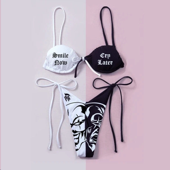 Damen Bandeau Bikini-Set mit auffälligem Grafikdruck Drune