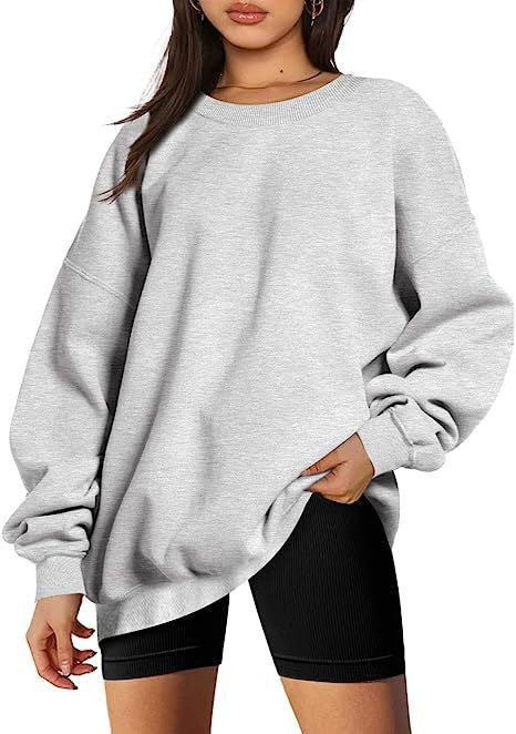 Damen nan extralanger Oversize-Sweatpullover mit Ballonärmeln, geripptem Saum und angerauter Innenseite Drune