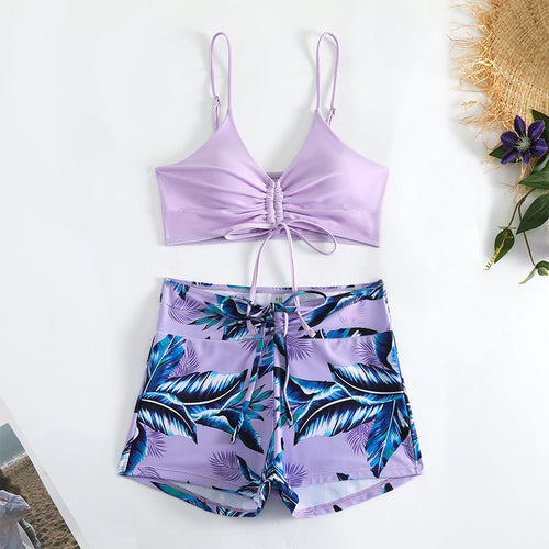Damen Bikini-Set mit lässigem Crop-Top und verkürzten Shorts Drune