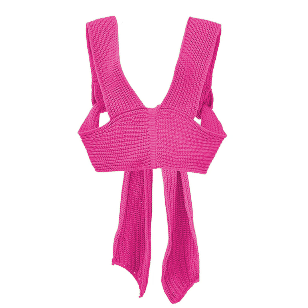 Damen gestricktes Crop-Top mit raffinierten Rückendetails Drune