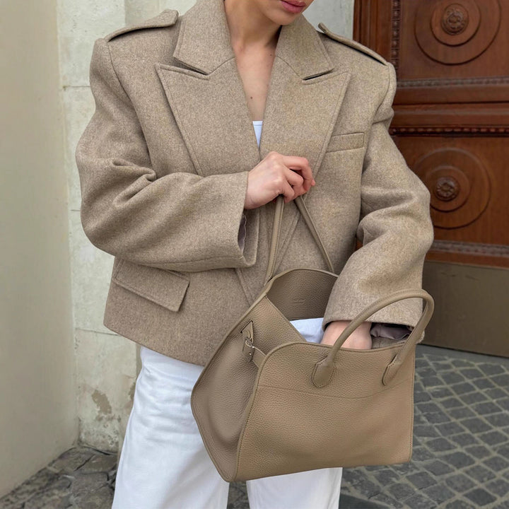 Damen eleganter Oversized-Blazer mit feiner Textur und praktischen Taschen Drune