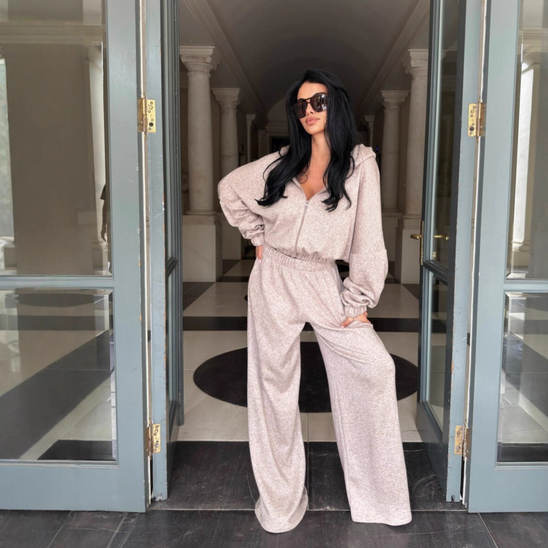 Damen komfortabler Pyjama-Anzug mit langem Bein und Kapuze Drune