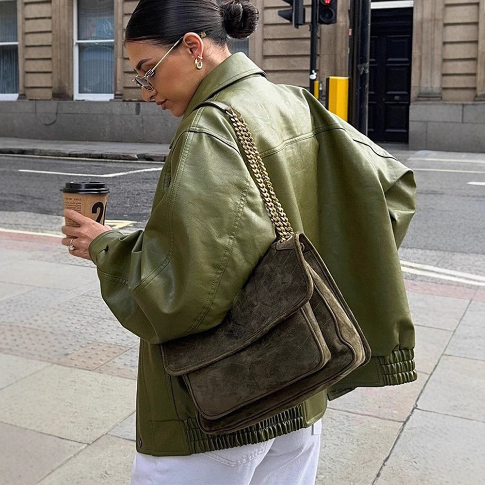 Damen Lässige Übergangsjacke mit voluminösen Ärmeln Drune