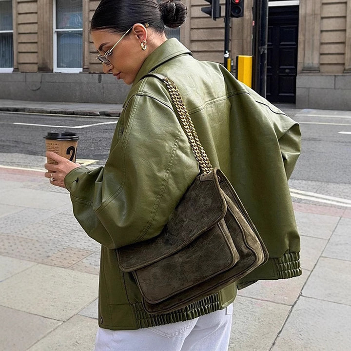 Damen Lässige Übergangsjacke mit voluminösen Ärmeln Drune
