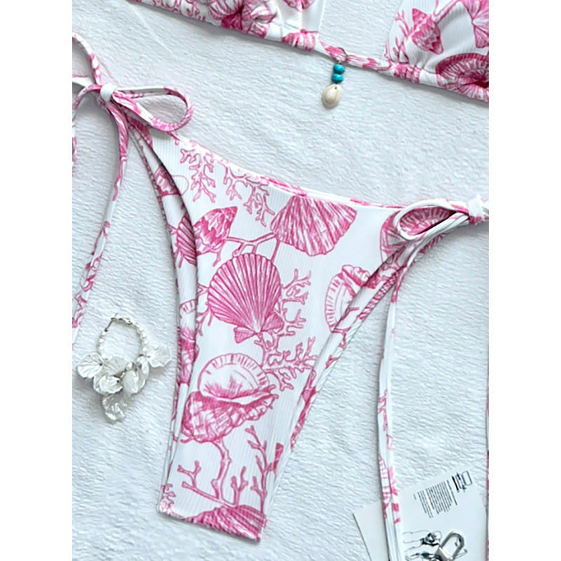 Damen Strand-Bikini-Set mit verstellbaren Trägern und maritimen Accessoires Drune