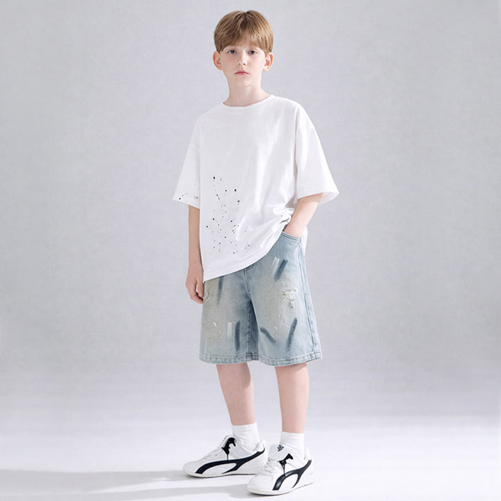 Unisex lockere Denim-Shorts mit einzigartigem Wasch- und Abriebstil Drune