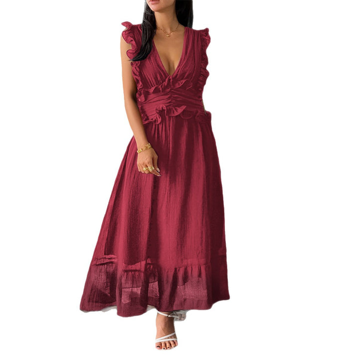 Damen Elegantes Wickelkleid mit Rüschendetails und taillierter Silhouette Drune