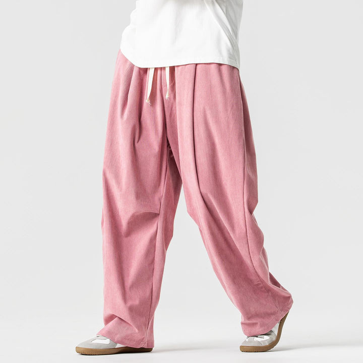 Herren nan weite Cordhose mit Tunnelzug, Bundfalten und relaxed Fit Drune