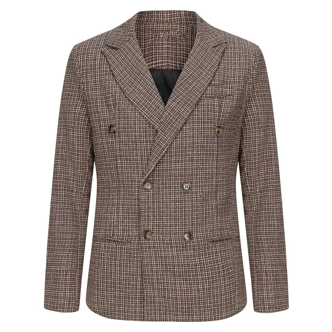 Herren nan zweireihiger strukturierter Wollmix-Blazer mit Peak-Revers und tailliertem Schnitt Drune