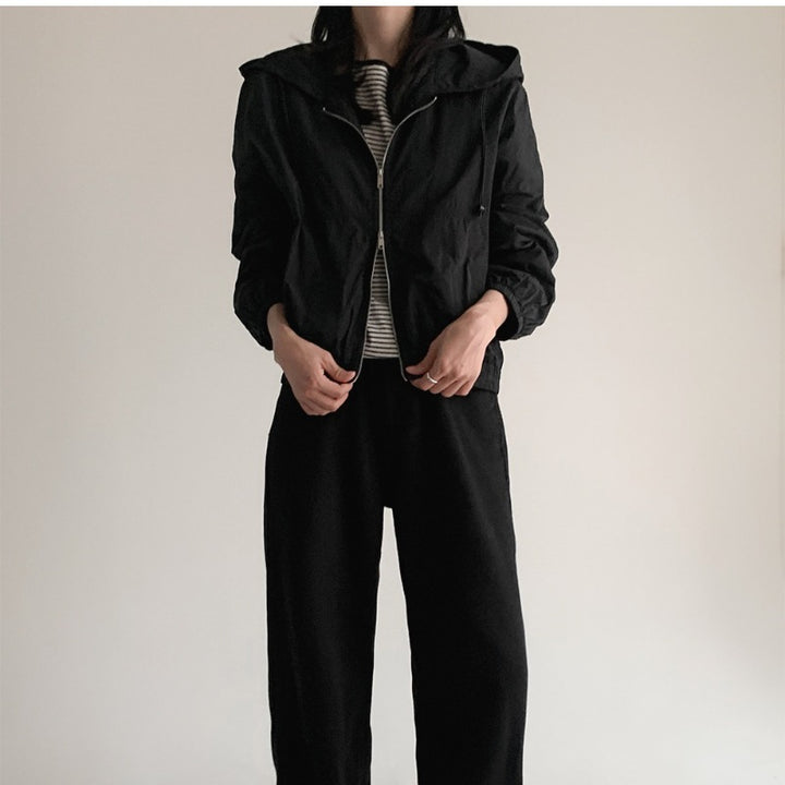 Damen lässige Übergangsjacke mit Kapuze und elastischen Bündchen Drune