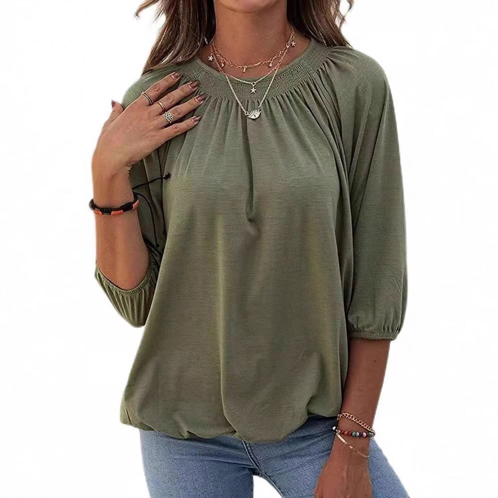Damen lässiges Oversized-Shirt mit Rüschen und Viskose-Material Drune
