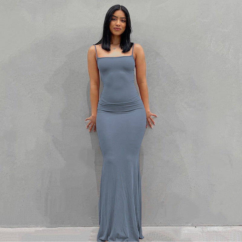Damen Elegantes Slip Maxi Kleid Drune