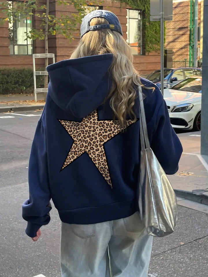 Damen Kapuzenpullover mit auffälligem Leopardenstern-Design Drune