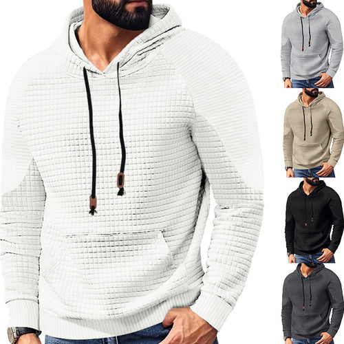 Herren nan strukturierter Kapuzenpullover mit gesteppter Waffelstruktur, Raglanärmeln und Kängurutasche Drune