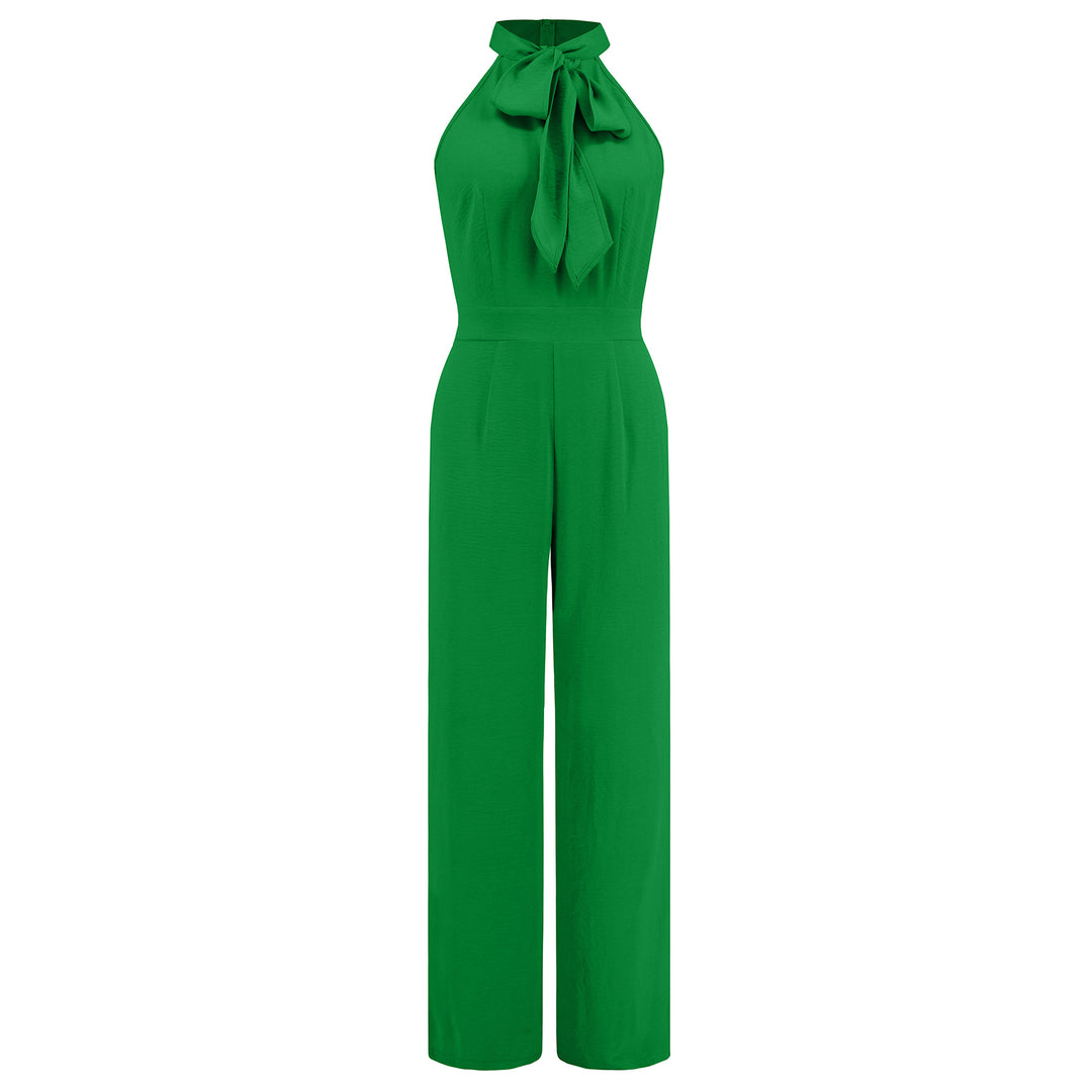 Damen Elegante Jumpsuit mit Schleifenkragen Drune