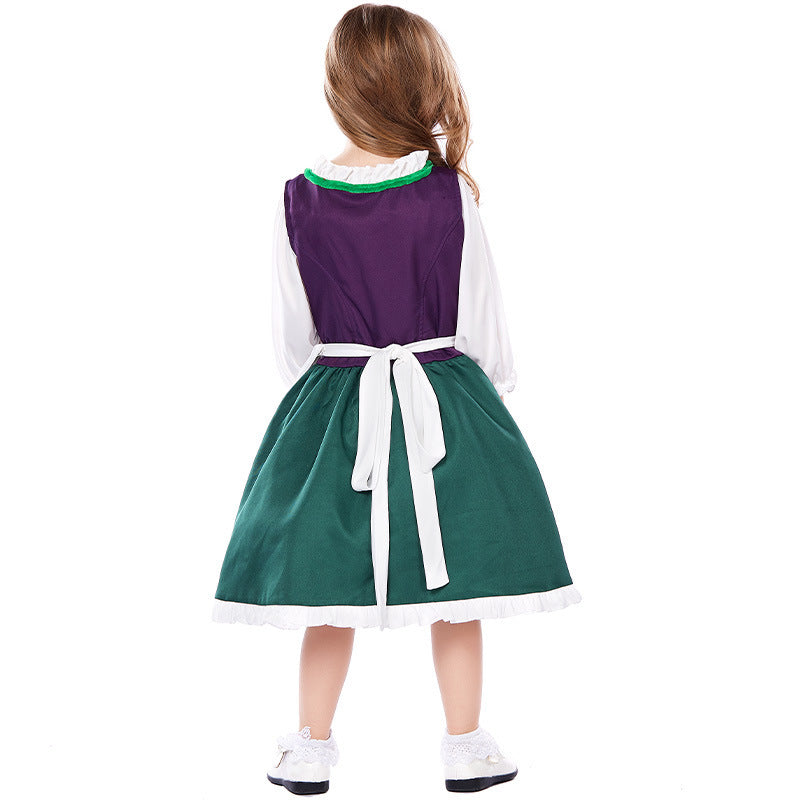 Damen nan dreiteiliges Trachtenkleid Dirndl Kostümset mit Schnürung, tailliertem Rock und abnehmbarer Carmenbluse Drune