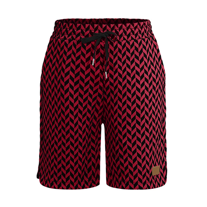 Damen nan Jacquard-Shorts mit elastischem Komfortbund, Tunnelzug und Fischgrätmuster Drune