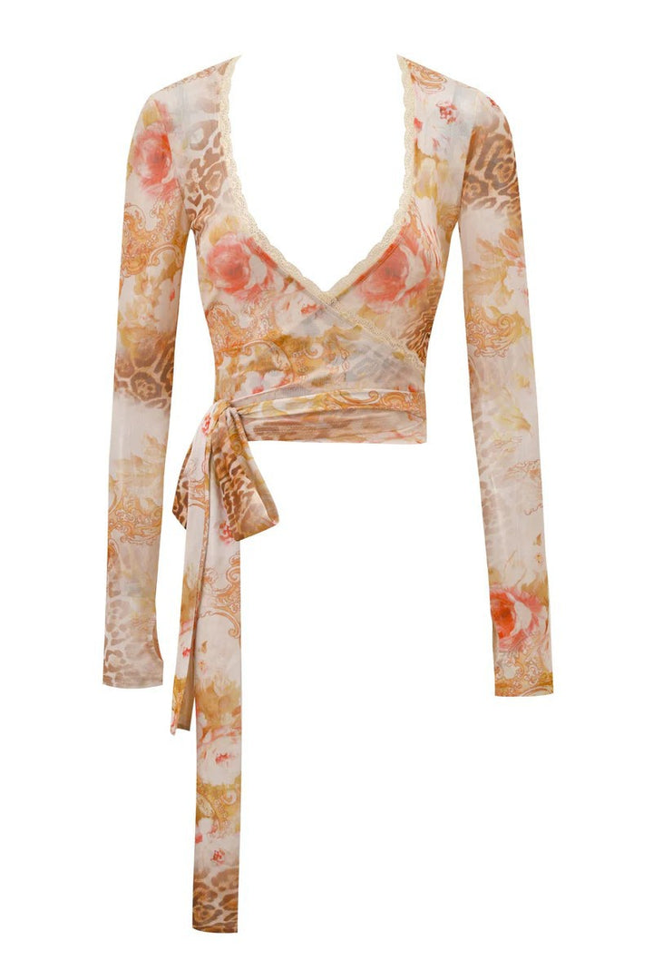 Damen Flared Pants mit floralem und animalischem Muster Drune