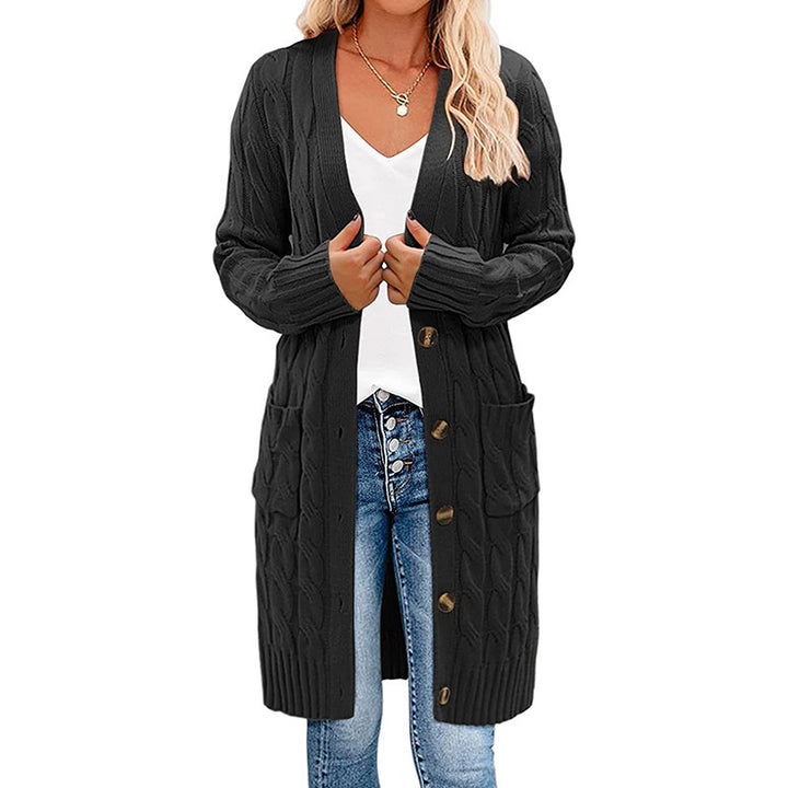Damen Strickjacke mit asymmetrischem Zopfmuster und praktischen Taschen Drune