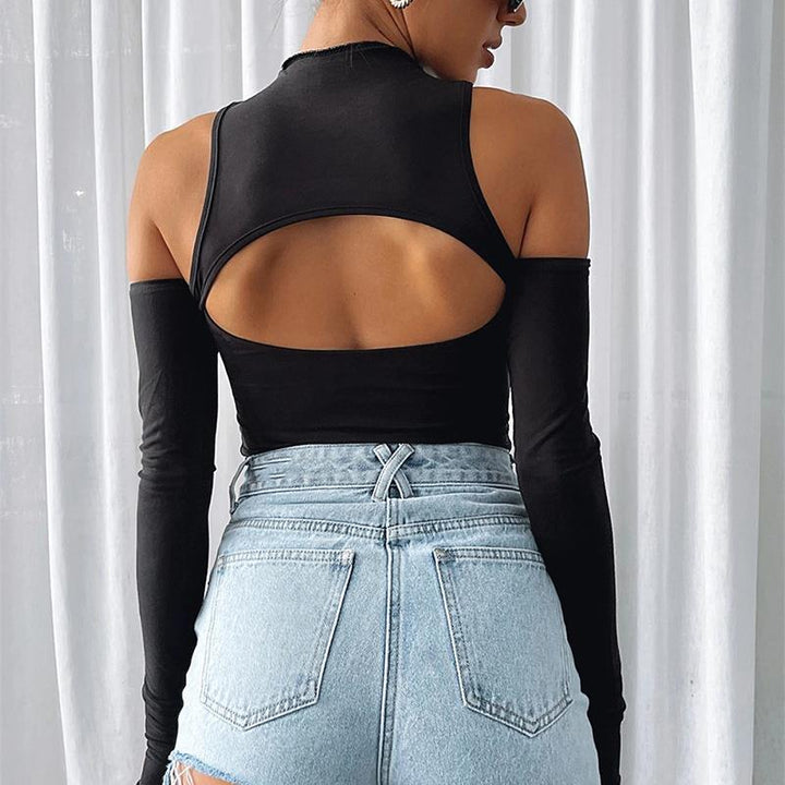 Damen Eleganter Bodysuit mit raffiniertem Ausschnitt und langen Ärmeln Drune