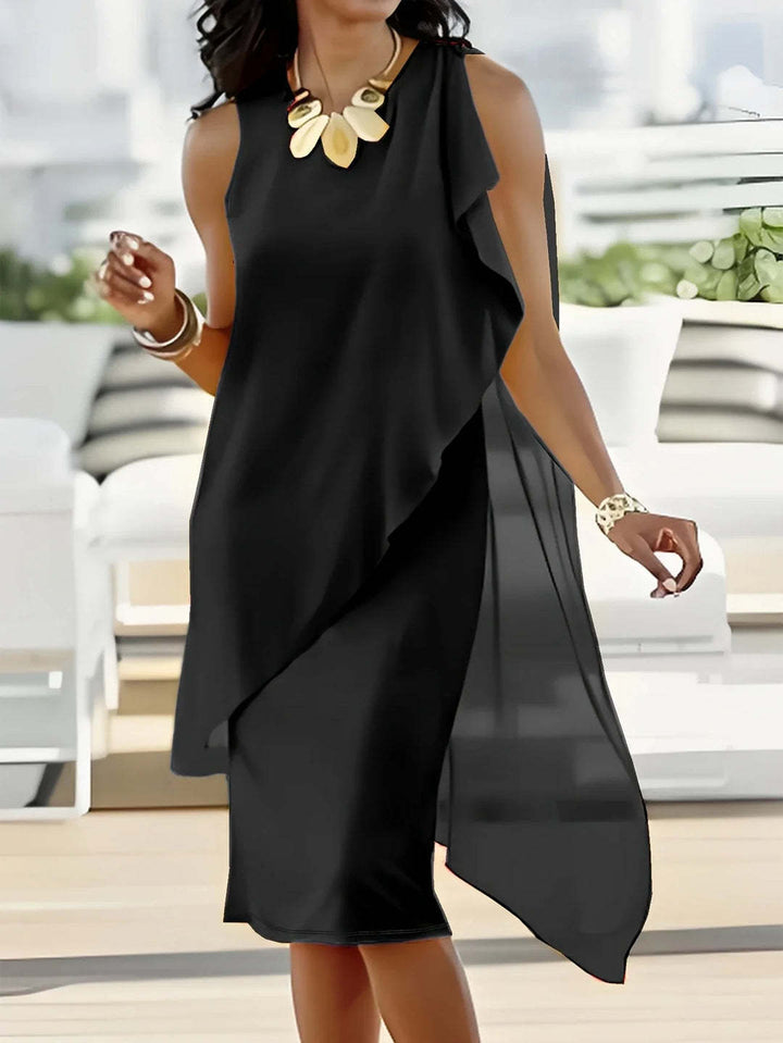 Damen elegantes und luftiges Abendkleid mit asymmetrischem Schnitt Drune