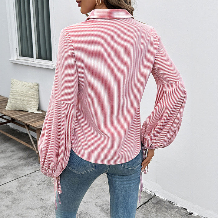 Damen Bluse mit voluminösen Ärmeln und feinem Streifenmuster Drune