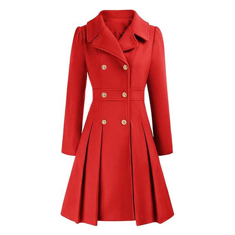 Damen Eleganter Trenchcoat mit tailliertem Schnitt und Plissee-Detail Drune