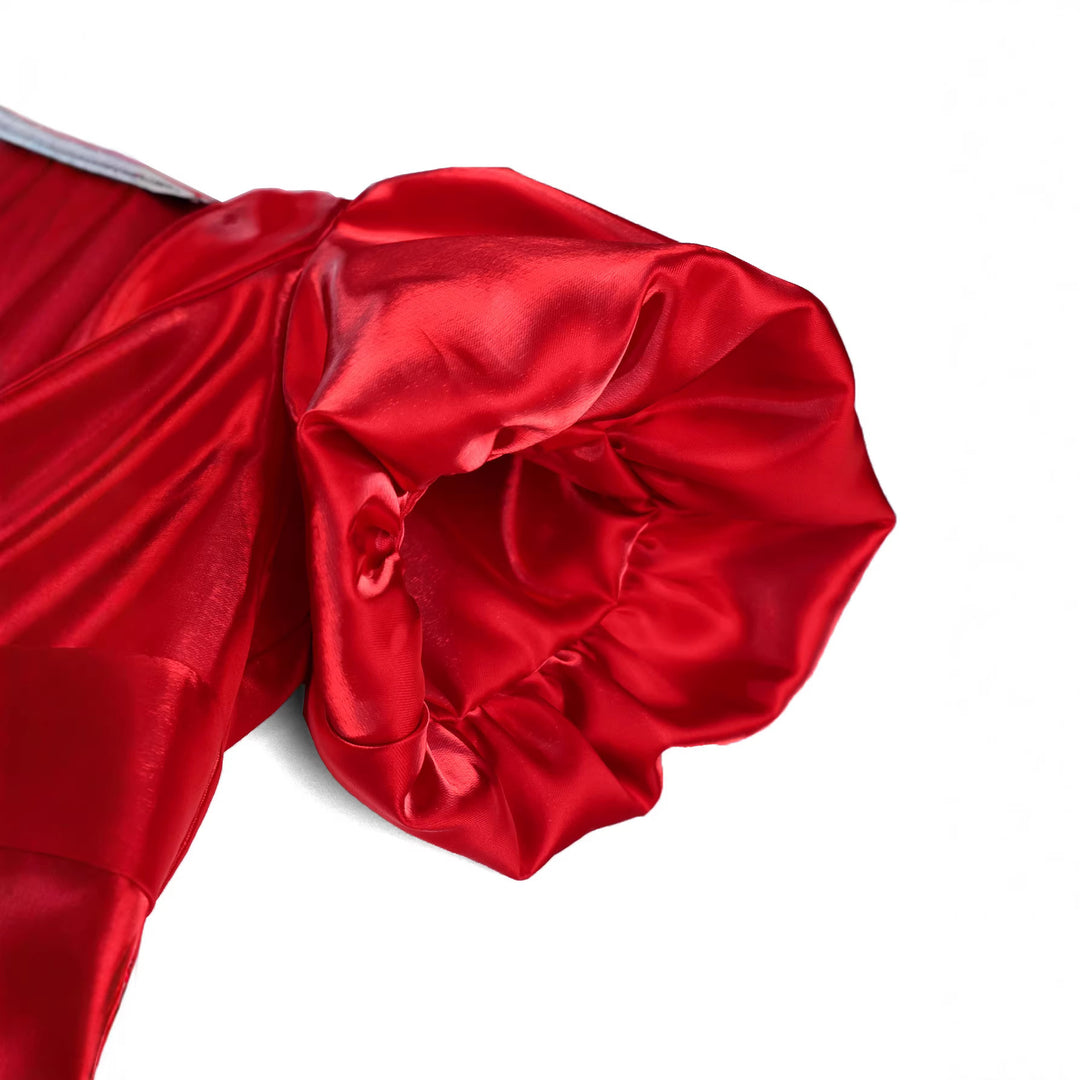 Damen Abendkleid mit schimmerndem Satin und voluminösen Puffärmeln Drune