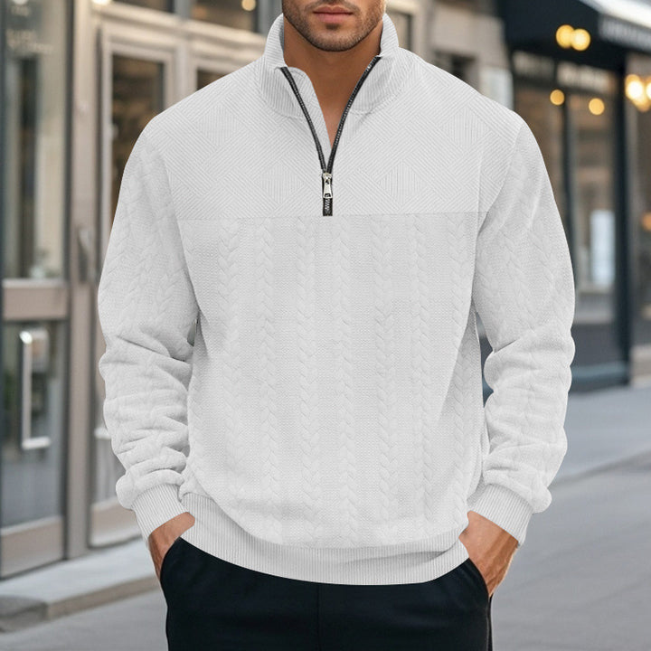 Herren Pullover mit strukturierter Optik und hohem Kragen Drune