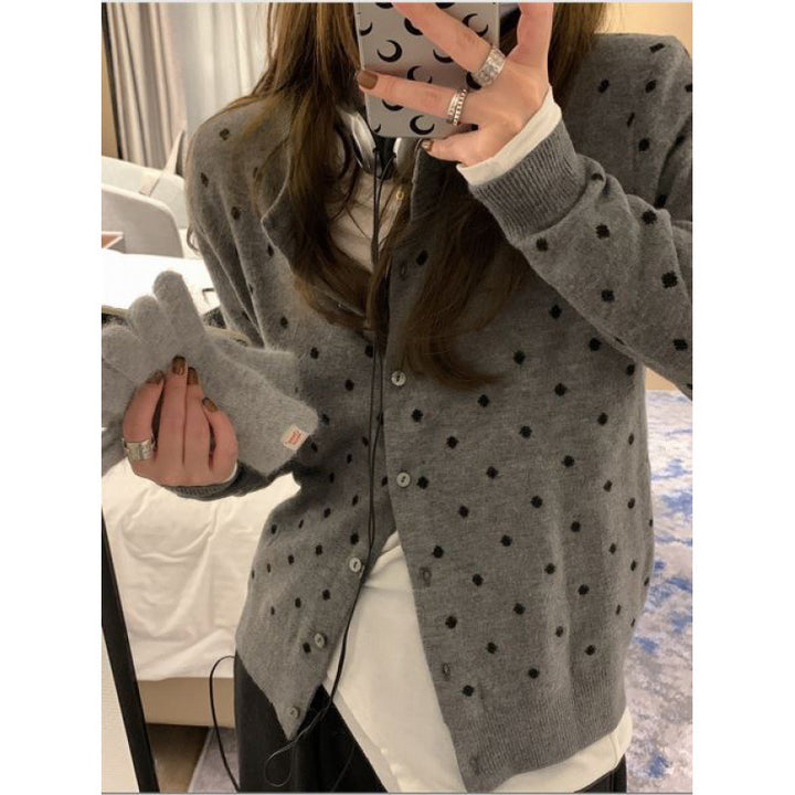 Damen Strickjacke mit Punktmuster Drune