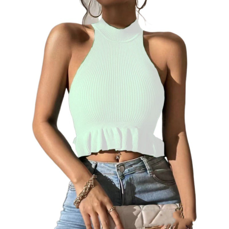 Damen Ribbed Crop Top mit rüschendetail Drune