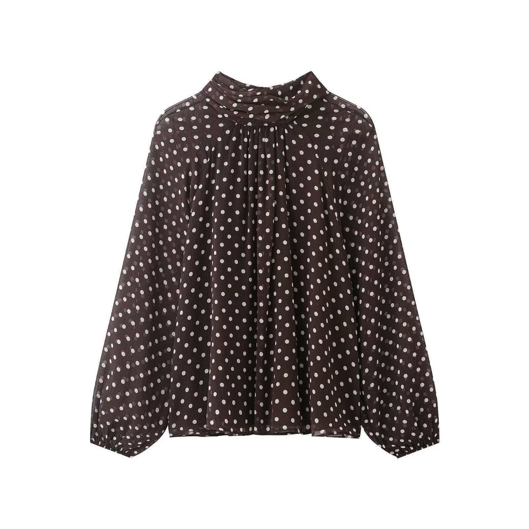Damen nan Chiffonbluse mit Schleifenkragen und Ballonärmeln Drune
