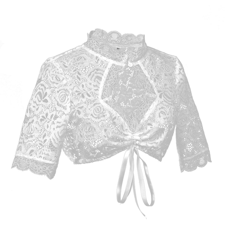 Damen nan Spitzenbolero kurz mit Stehkragen und Bindeband Drune