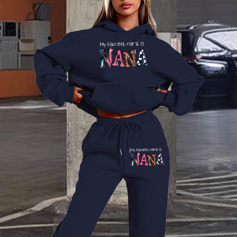 Damen Jogginganzug mit kreativem Schriftzug und bequemer Passform Drune