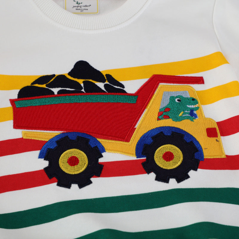 Kinder Sweatshirt mit buntem Baustellen-Lkw-Design Drune