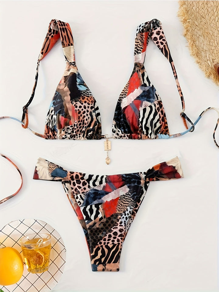 Damen zweiteiliges Tiermuster-Bikini-Set Drune