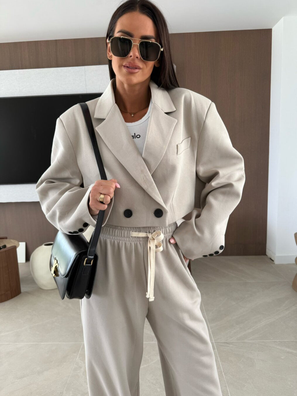 Damen eleganter und lässiger Blazer mit passender Jogginghose Drune