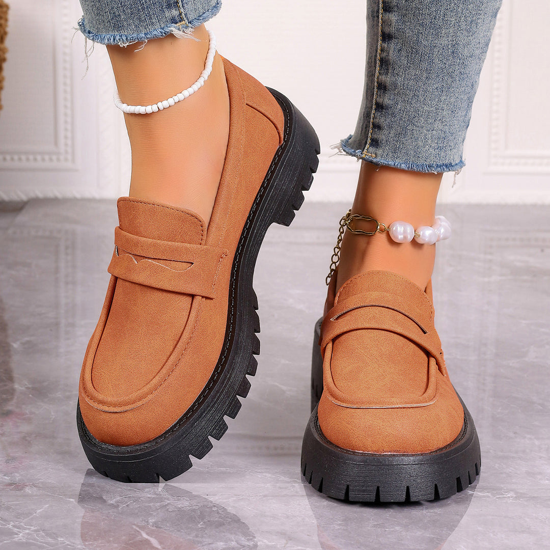 Damen nan Plateau-Loafer mit Profilsohle und Velourslederoptik Drune