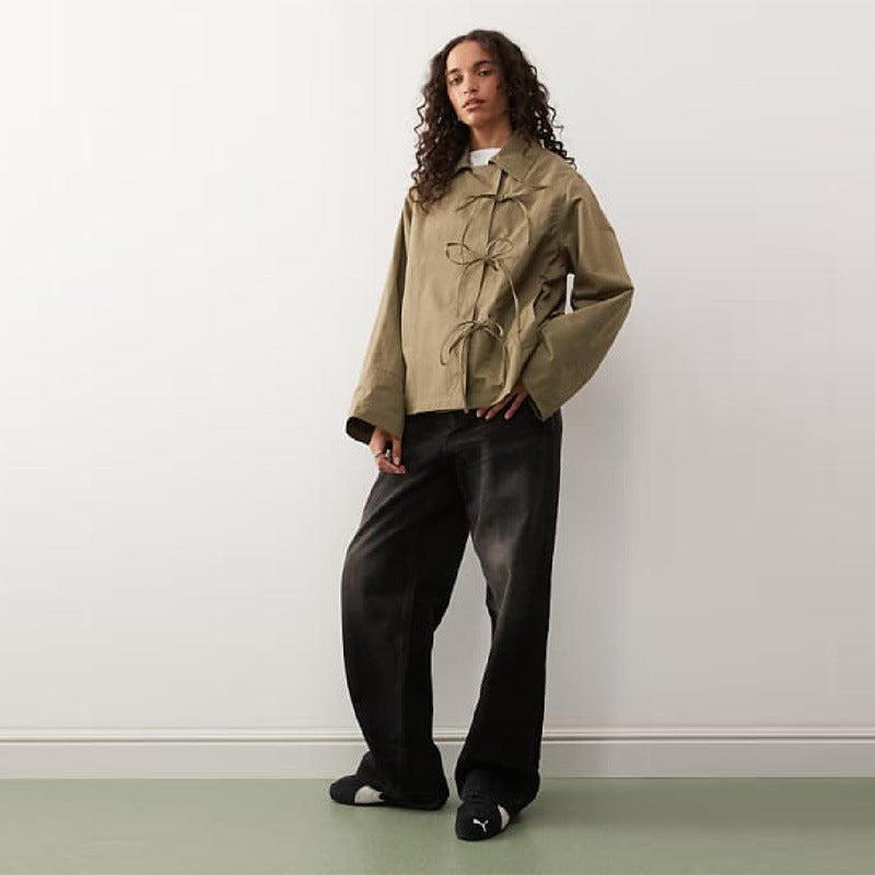 Damen Freizeitjacke mit modernen Bindegurten und lässigem Schnitt Drune