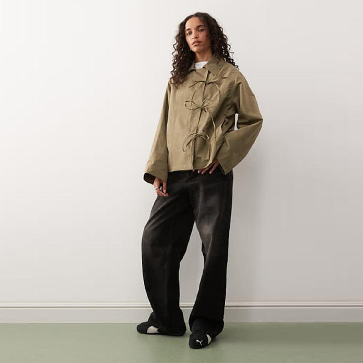 Damen Freizeitjacke mit modernen Bindegurten und lässigem Schnitt Drune