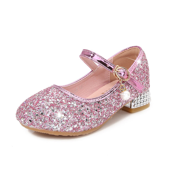Mädchen Glitzernde Mary Jane Ballerinas mit dekorativer Schleifen- und Perlenverzierung Drune