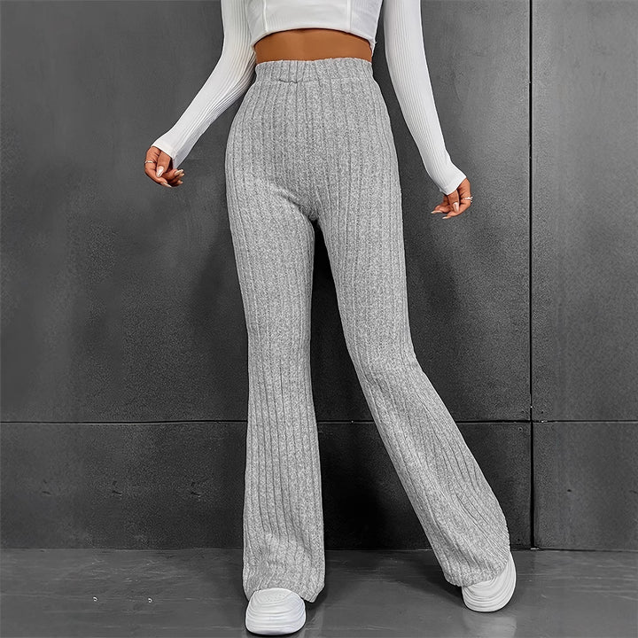 Damen weite Strickhose mit feinrippigem Design Drune