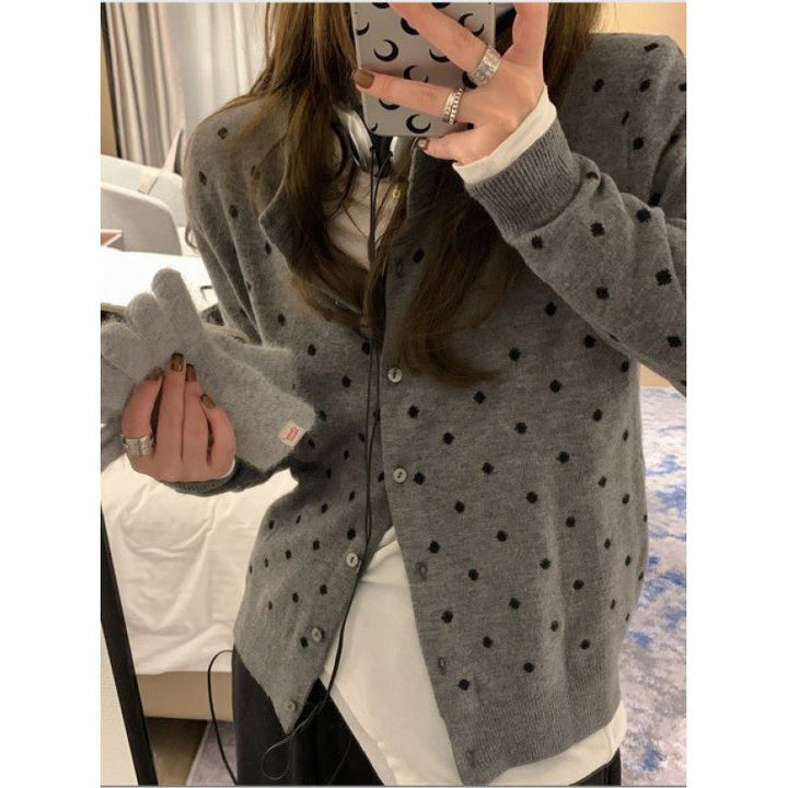 Damen Strickjacke mit Punktmuster Drune