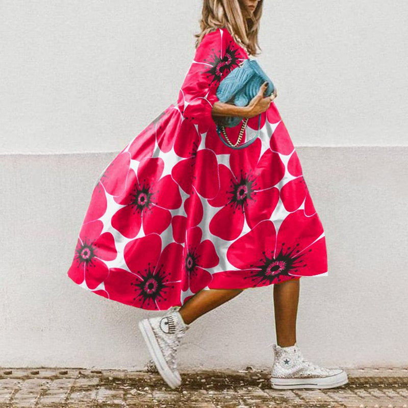 Damen Maxikleid mit blumenmotivierten Details und schwingendem Saum Drune