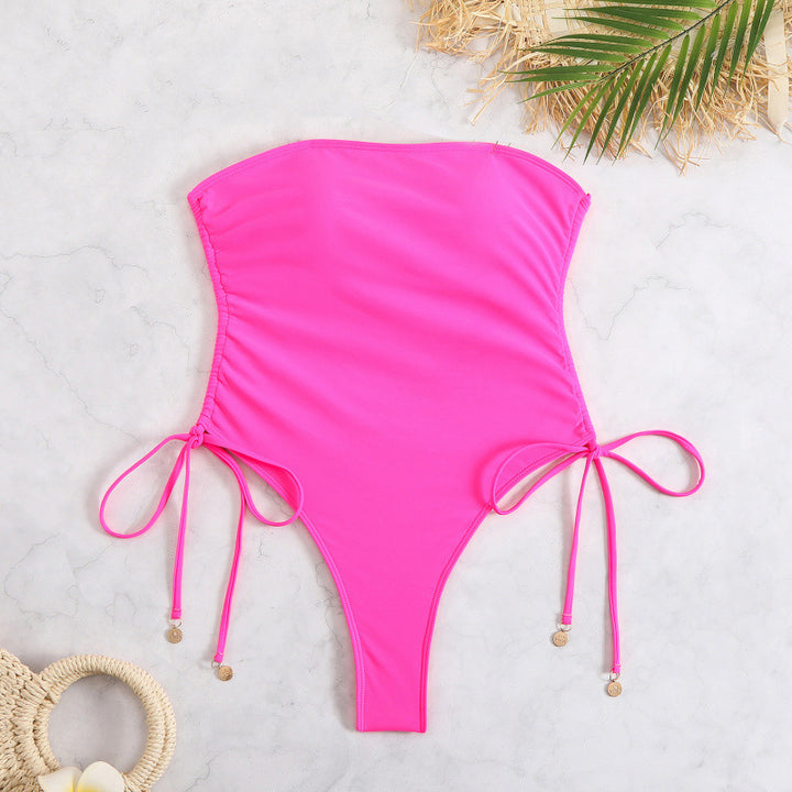 Damen Einteiler Badeanzug mit elegantem Schnürdesign und figurformendem Schnitt Drune