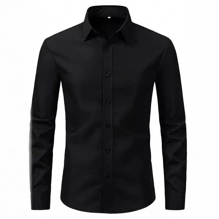 Herren elegantes Langarmhemd aus hochwertiger Baumwolle mit modernem Kragen Drune
