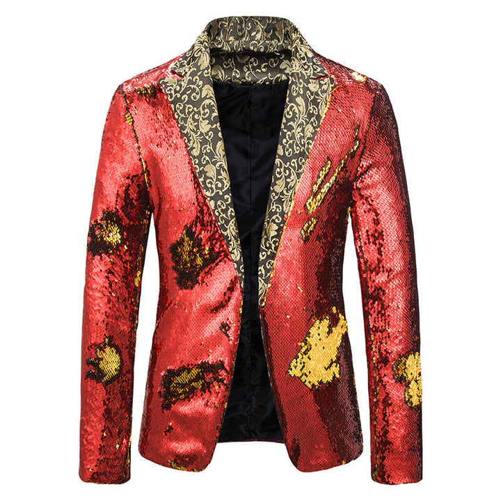 Herren extravagante Pailletten-Blazerjacke Drune