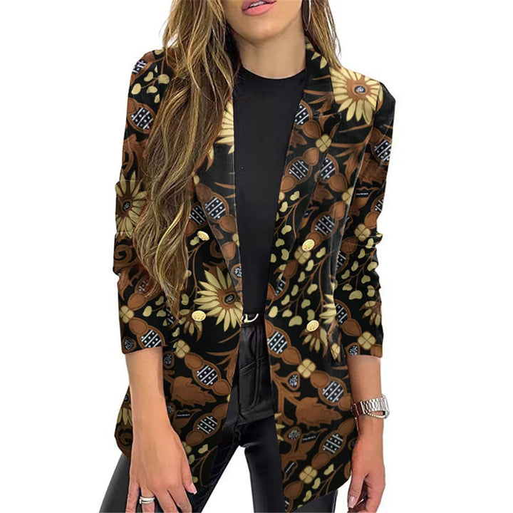 Damen Blazer mit floralem Muster und eleganten Knöpfen Drune